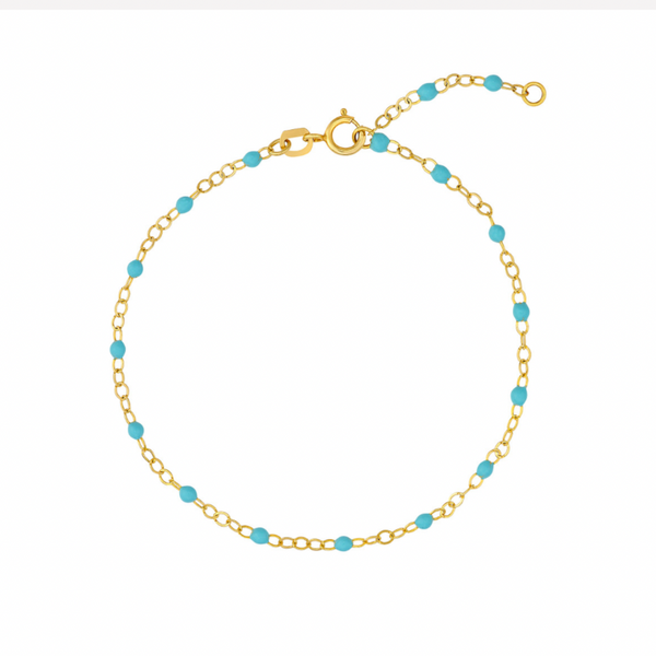 CLARA  ENAMEL BEAD - PIATTO CHAIN BRACELET