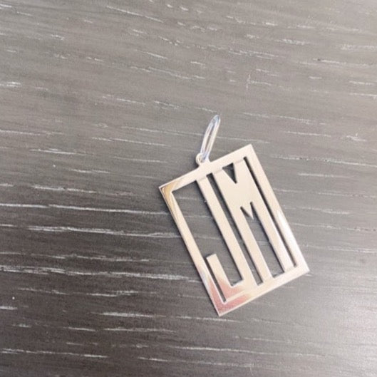 RECTANGULAR TWO CUSTOM INITIAL PENDANT