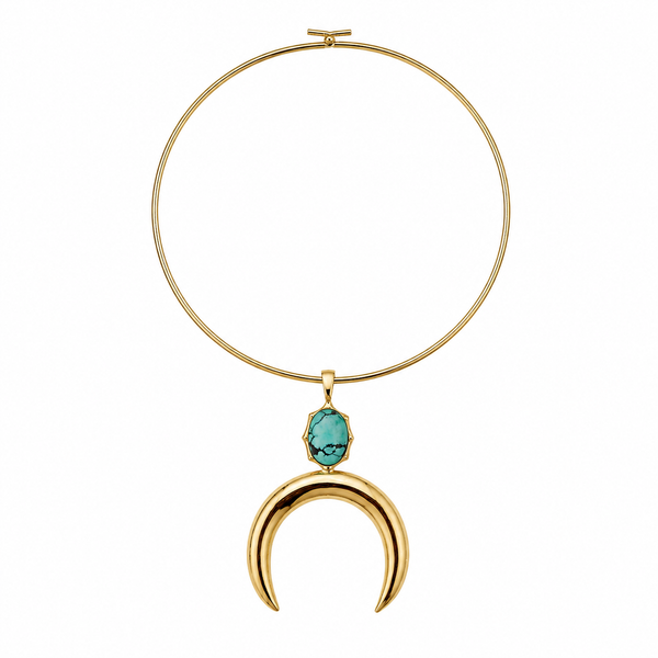 SOFIA TURQUOISE DOUBLE CRESCENT NECKLACE