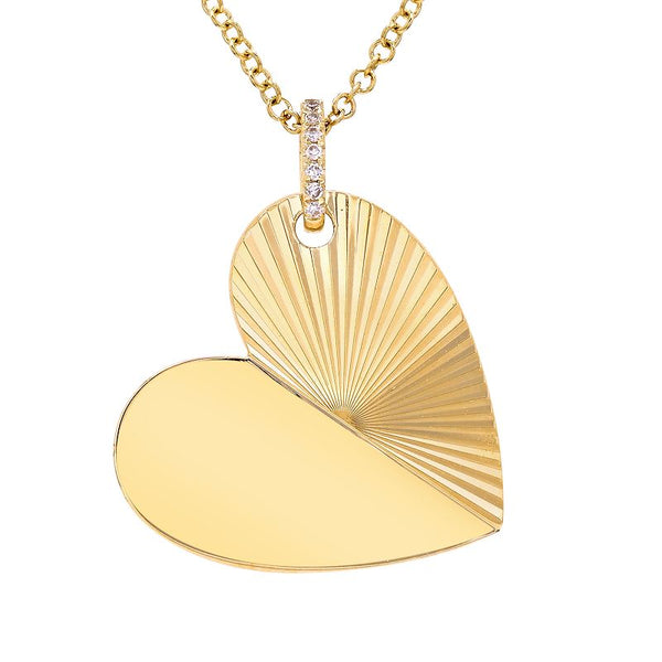 TAYE FLUTED HEART DIAMOND NECKLACE