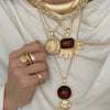 ROSEY TOPAZ  RECTANGLE HALF BURST PENDANT  NECKLACE
