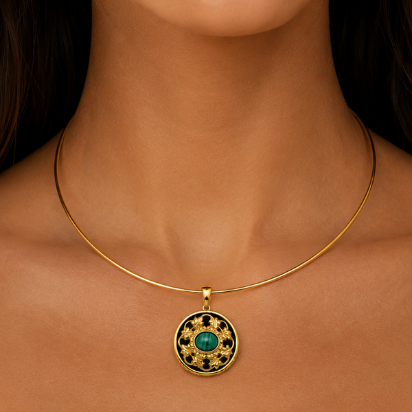 LANNA ENAMEL FILAGREE FLORAL  DISC NECKLACE
