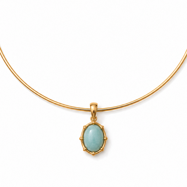 SAMMIE  AMAZONITE BAMBOO PENDANT  NECKLACE