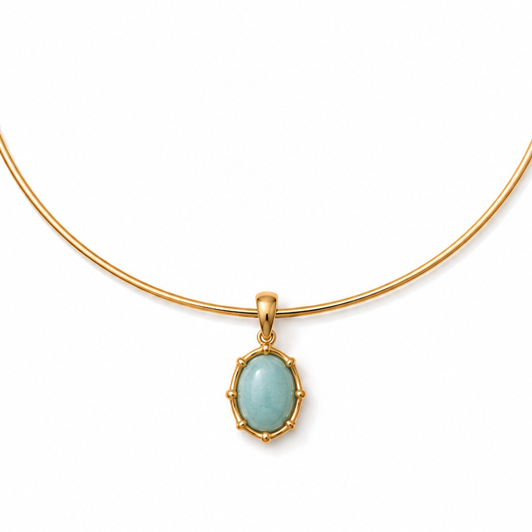 SAMMIE  AMAZONITE BAMBOO PENDANT  NECKLACE