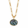 TAYE MOTHER OF PERL OVAL DISC NECKLACE