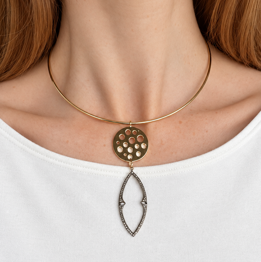 JADE DIAMOND TEARDROP PENDANT NECKLACE