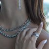 LUV AJ SILVER STONE STACKING RINGS