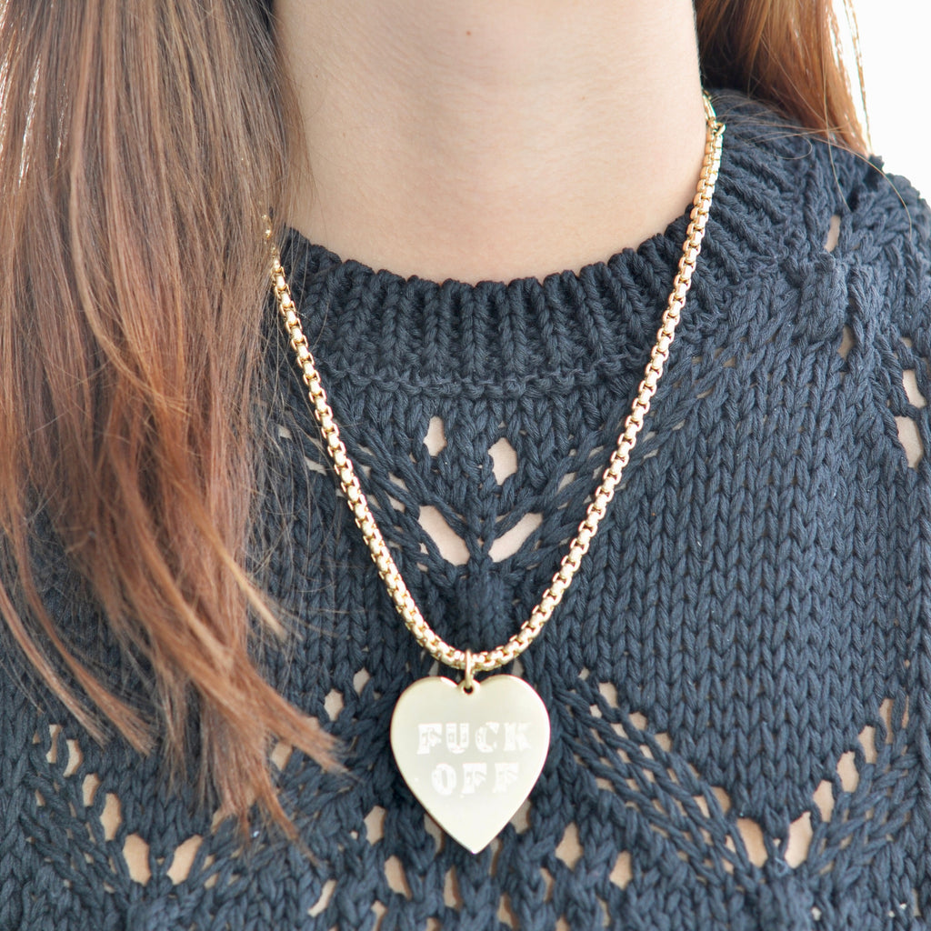 F*CK OFF  Heart Necklace