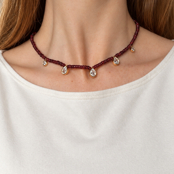RAQUEL TEAR DROP BEADED NECKLACE