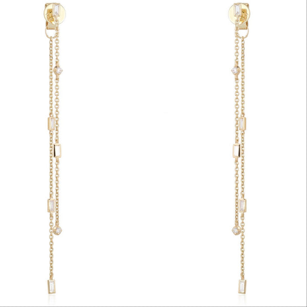 CHLOE JADE BAGUETTE DIAMOND DROP EARRINGS