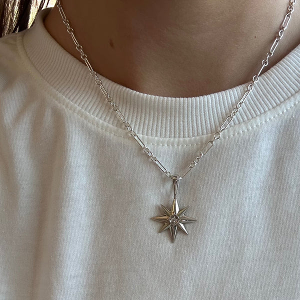 PRESLEY STERLING BURST CHARM NECKLACE