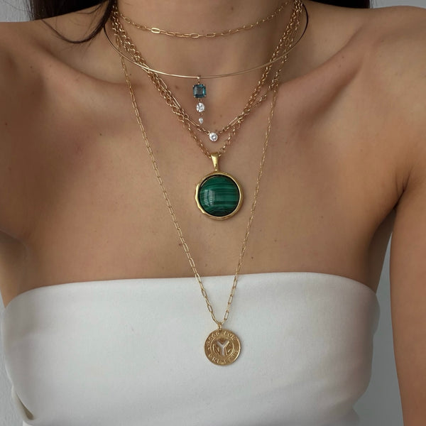 HARLEE MALACHITE PENDANT NECKLACE
