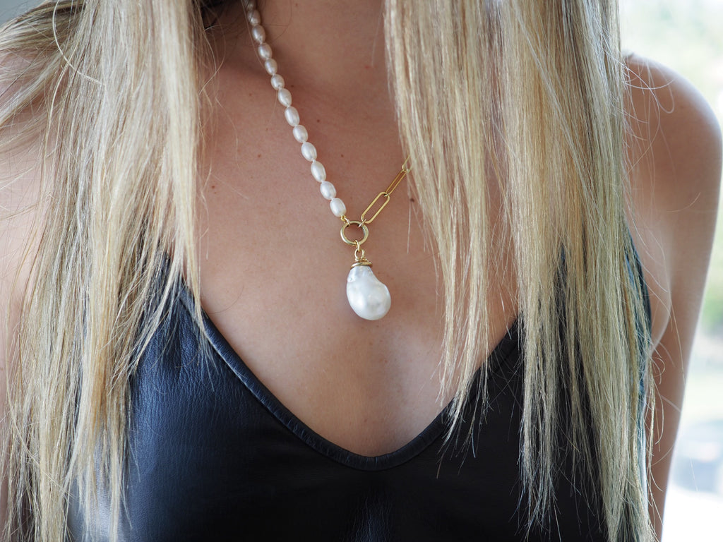 ANDI Pearl + Chain  Beaded Necklace