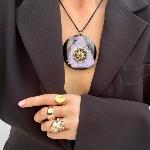 BEA PURPLE STONE STATEMENT  NECKLACE