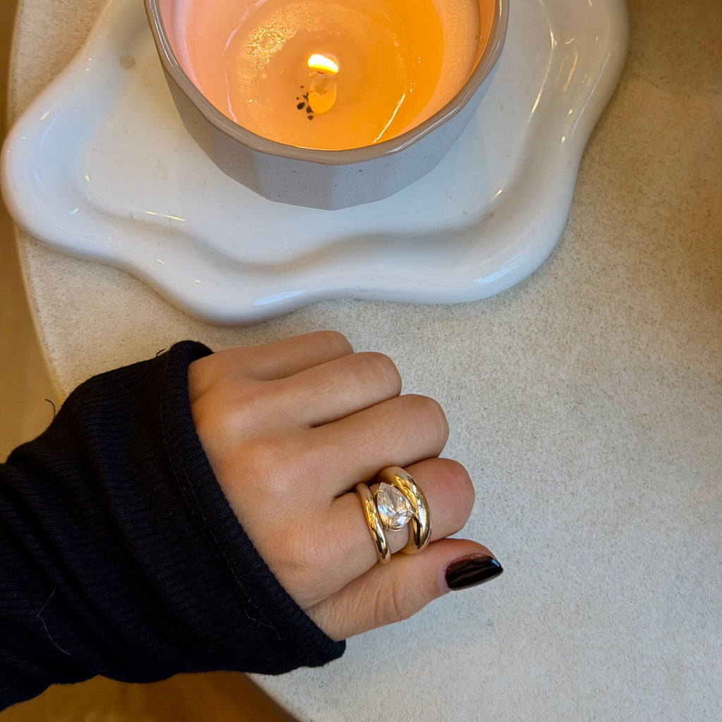 CALLIE  PEAR DOUBLE BAND RING