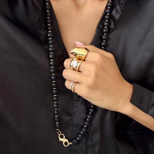 TIA WOOD BEADED TASSEL DROP NECKLACE