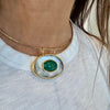 BECCA MOTHER OF PEARL + MALACHITE  OVAL  NECKLACE