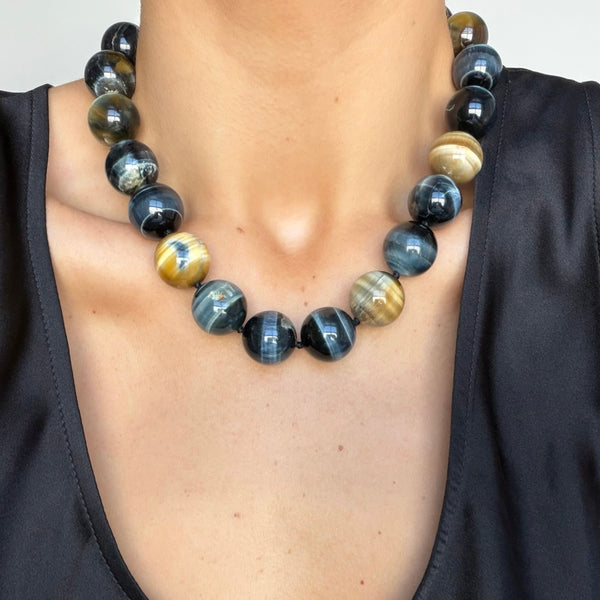 DIXIE TIGERS EYE   BEADED NECKLACE