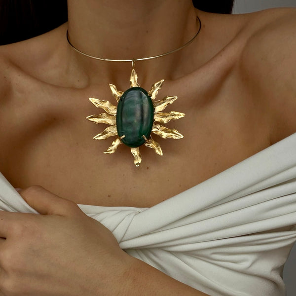 CAYDEN MALACHITE FLOWER BURST  NECKLACE