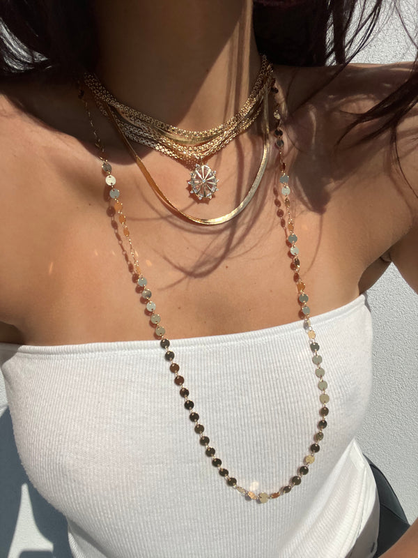 LARA - GOLD DISC CHAIN NECKLACE
