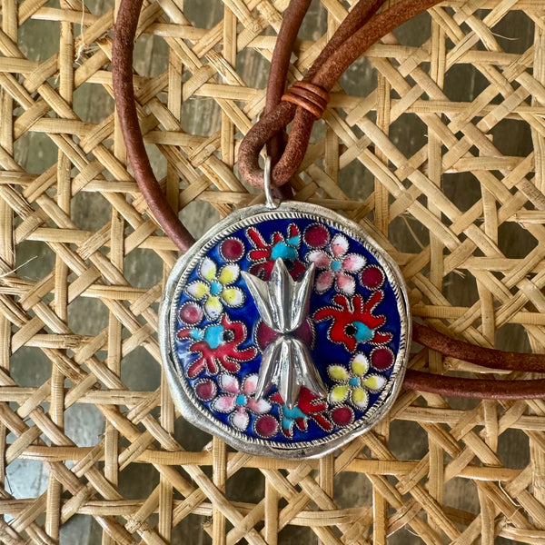 LAWSON CLOISONNÉ ON COGNAC LEATHER
