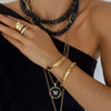 LIVEE ENAMEL PAVE BUTTERFLY DISC NECKLACE