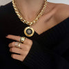SKYLAR ENAMEL PINWHEEL DOUBLE DISC NECKLACE