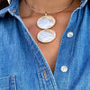LUCY DOUBLE MOTHER OF PEARL DROP PENDANT