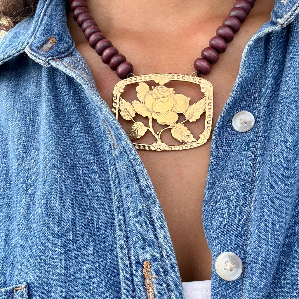 LAYLA ROSE PLATE BEADED STATEMENT NECKLACE
