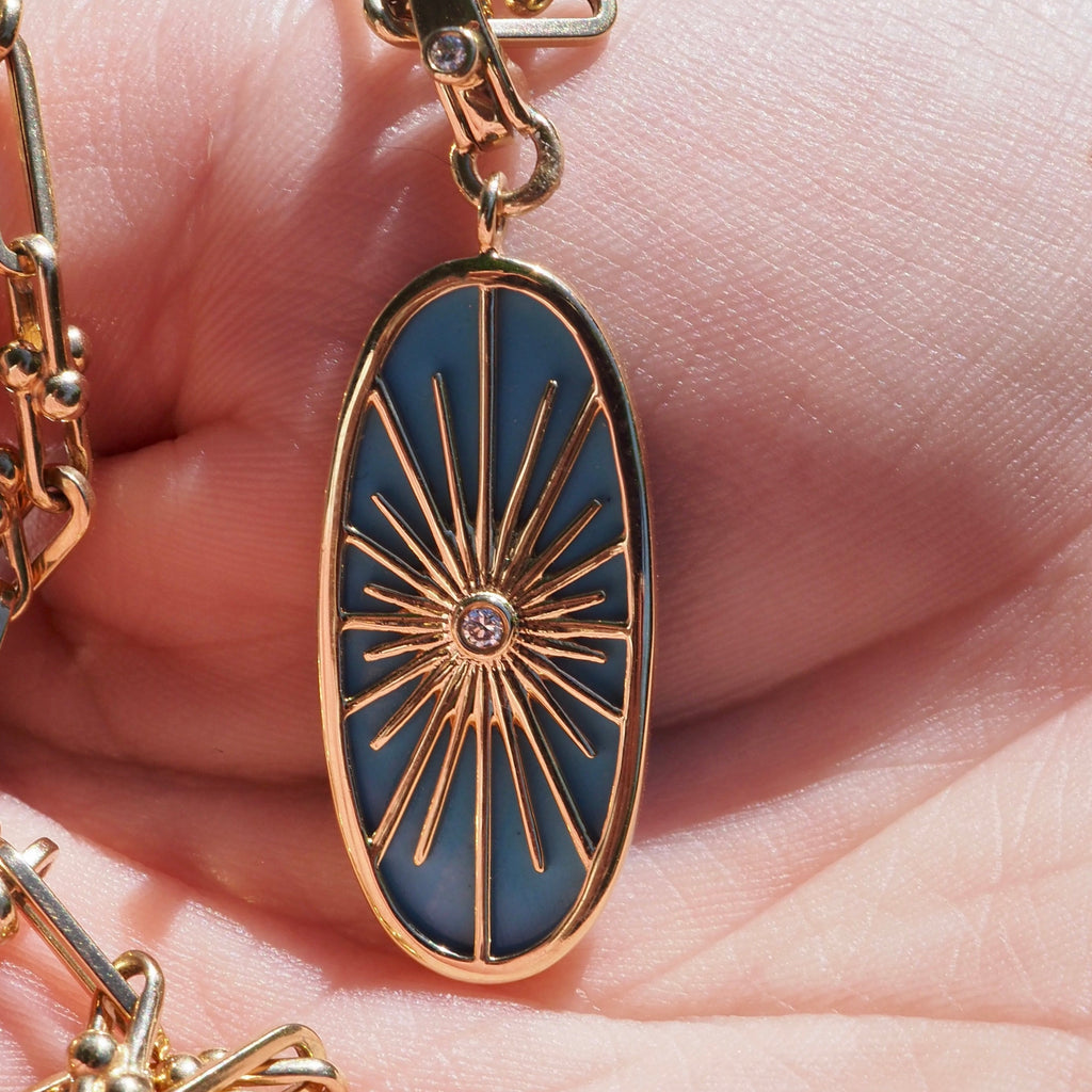 DYLAN RAY  TURQUOISE OVAL BURST PENDANT