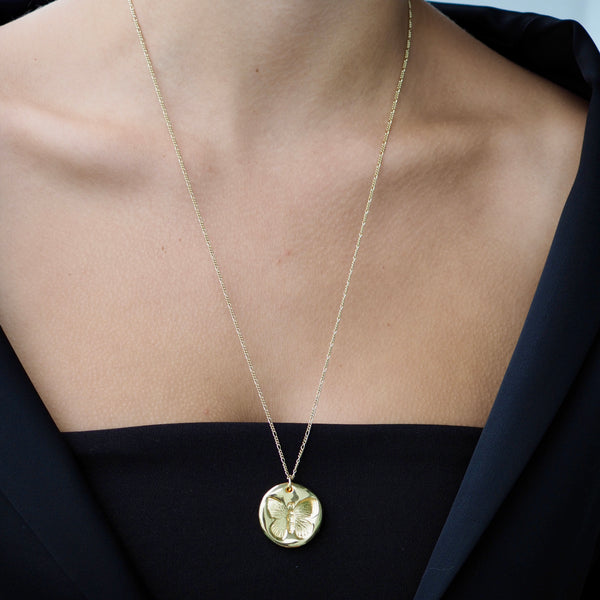 CARI Butterfly Disc Necklace - 3/4"