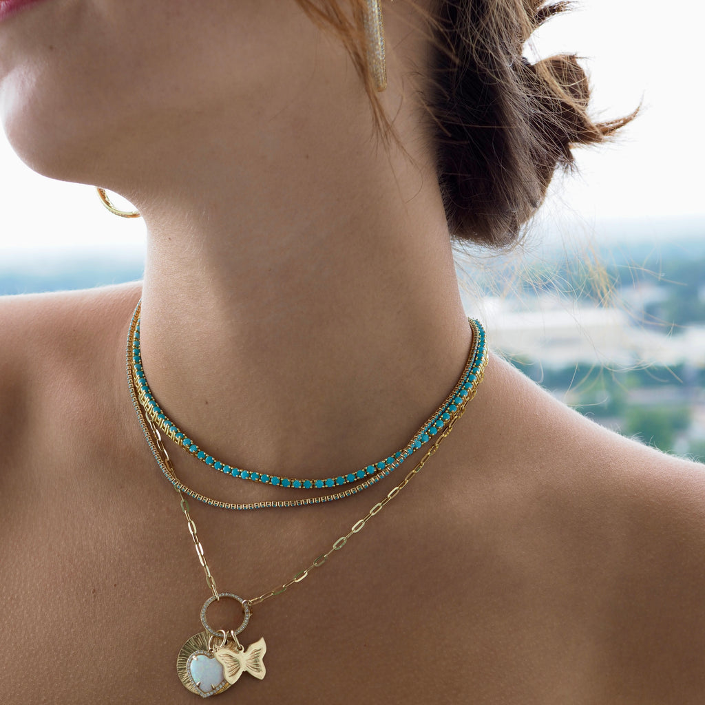 VIXY TURQUIOSE TENNIS NECKLACE