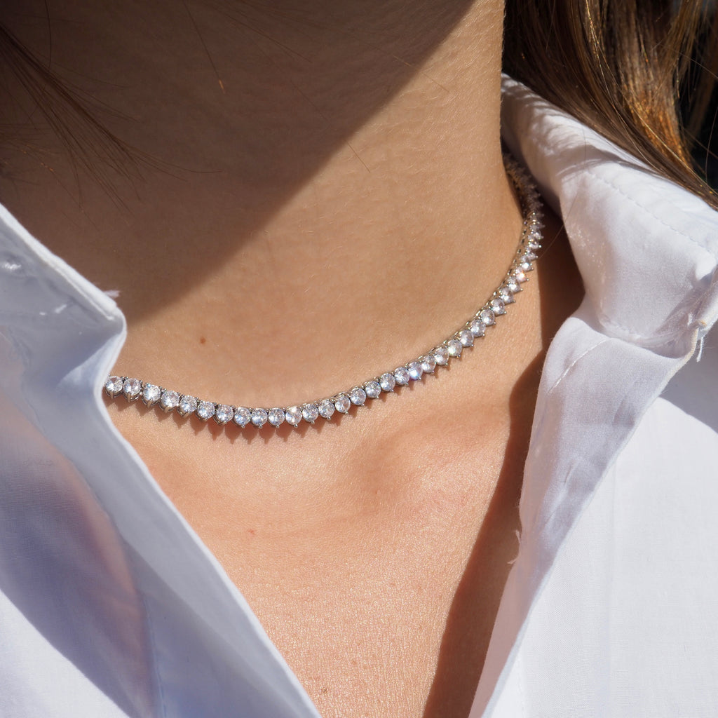 JADEN PRINCESS CUT TENNIS NECKLACES - CZ