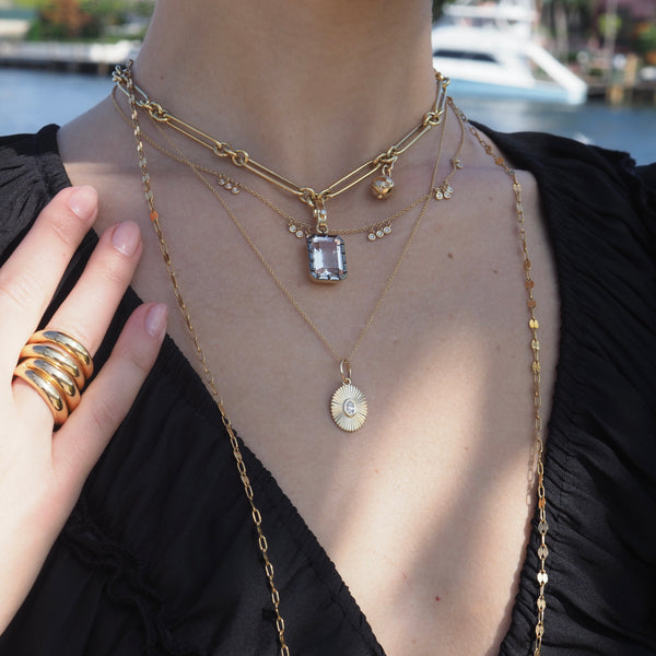 BIANCA OVAL FLUTED DISC PENDANT NECKLACE