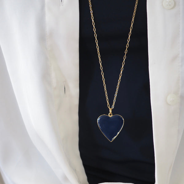 POPPY BLUE Enamel Heart Necklace
