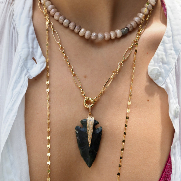 KOBY ROSE GOLD STONE DAGGER NECKLACE