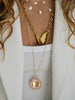 LEENA - PINK ENAMEL DISC -  BUTTERFLY NECKLACE