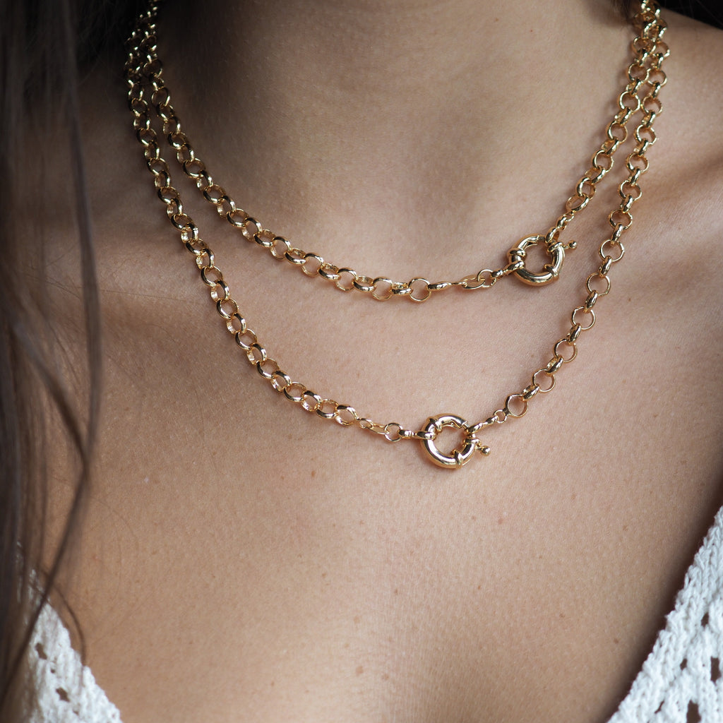 LOGAN ROUND LINK  - DOUBLE CLOSURE NECKLACE - GOLD FILLED