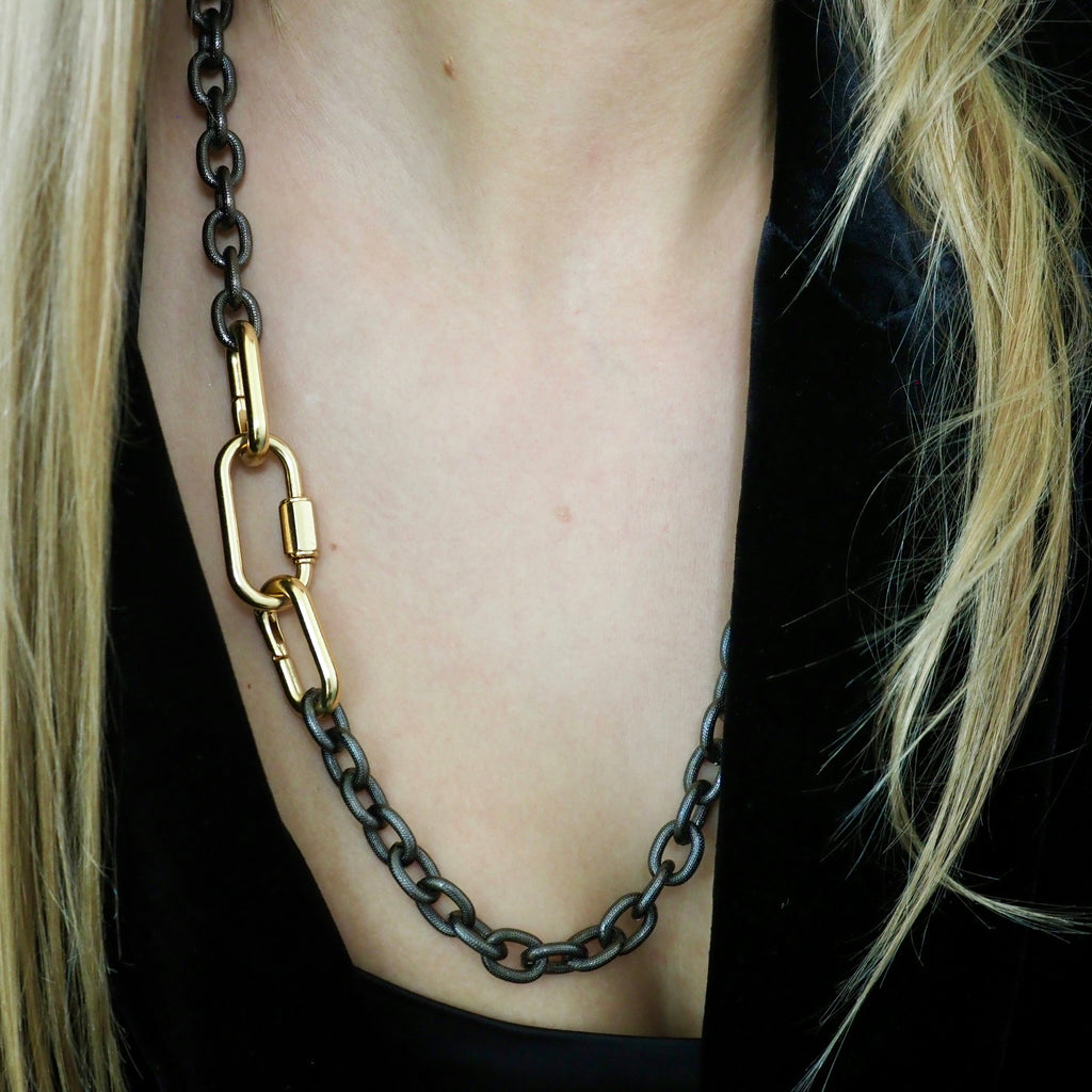 ROBBIE  MIXED METAL CARABINER CHAIN NECKLACES