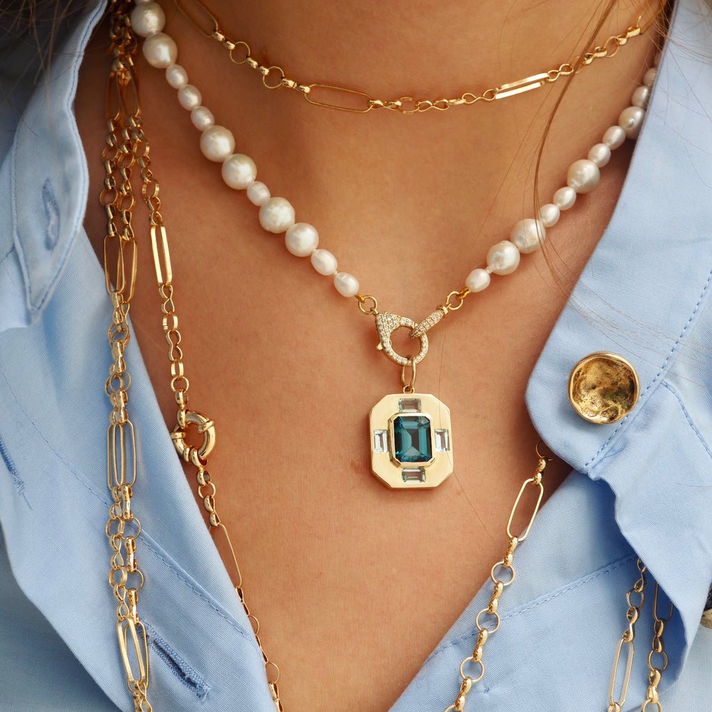 HARLEE BLUE TOPAZ OCTAGON PENDANT ONLY