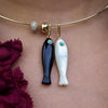 FORTUNA FISH CHARMS - BLACK ONYX + PEARL