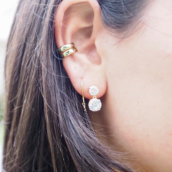 STEVIE CZ DOUBLE DROP EARRINGS