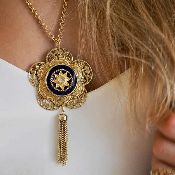 RYDER FLORAL TASSEL DROP NECKLACE