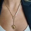 HADLEY BURST RIMMED HEART PEARL NECKLACE