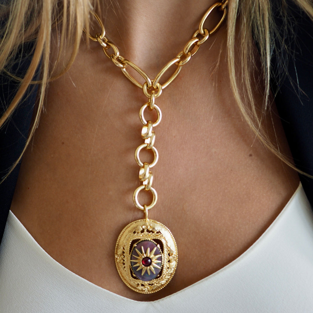 CARSON  MOTHER OF PEARL FRAMED NECKLACE