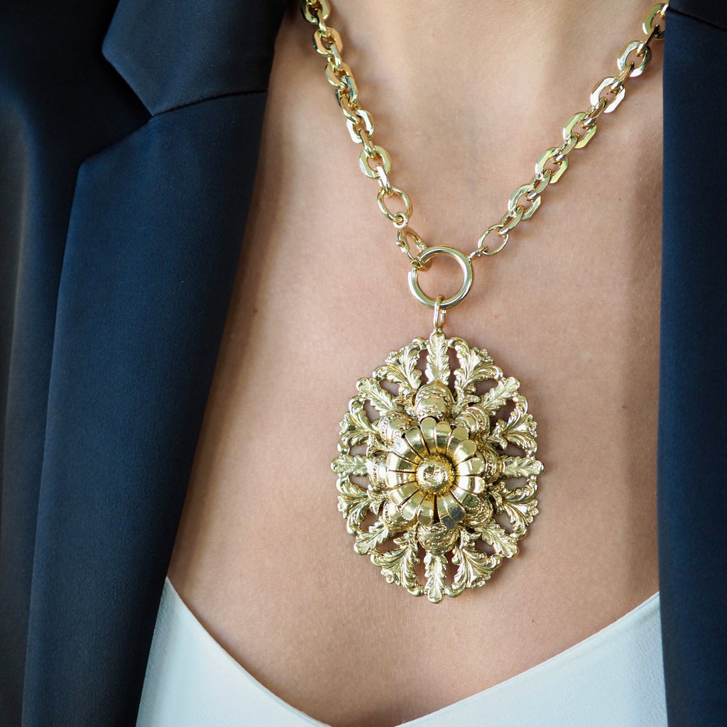 ROSIE ROLLED FLOWER FILAGREE STATEMENT  NECKLACE