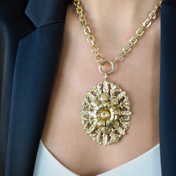 ROSIE ROLLED FLOWER FILAGREE STATEMENT  NECKLACE