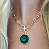 NILI EMERALD DISC STATEMENT NECKLCE