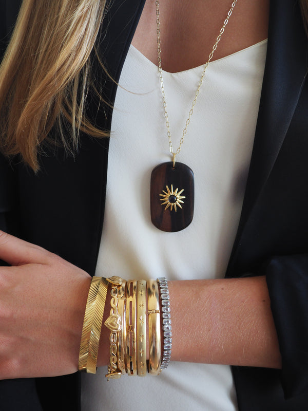 HADLEY BURST - WOOD PENDANT  NECKLACE