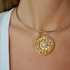 JESS MOTHER OF PEARL DOTTED RIM DISC NECKLACE